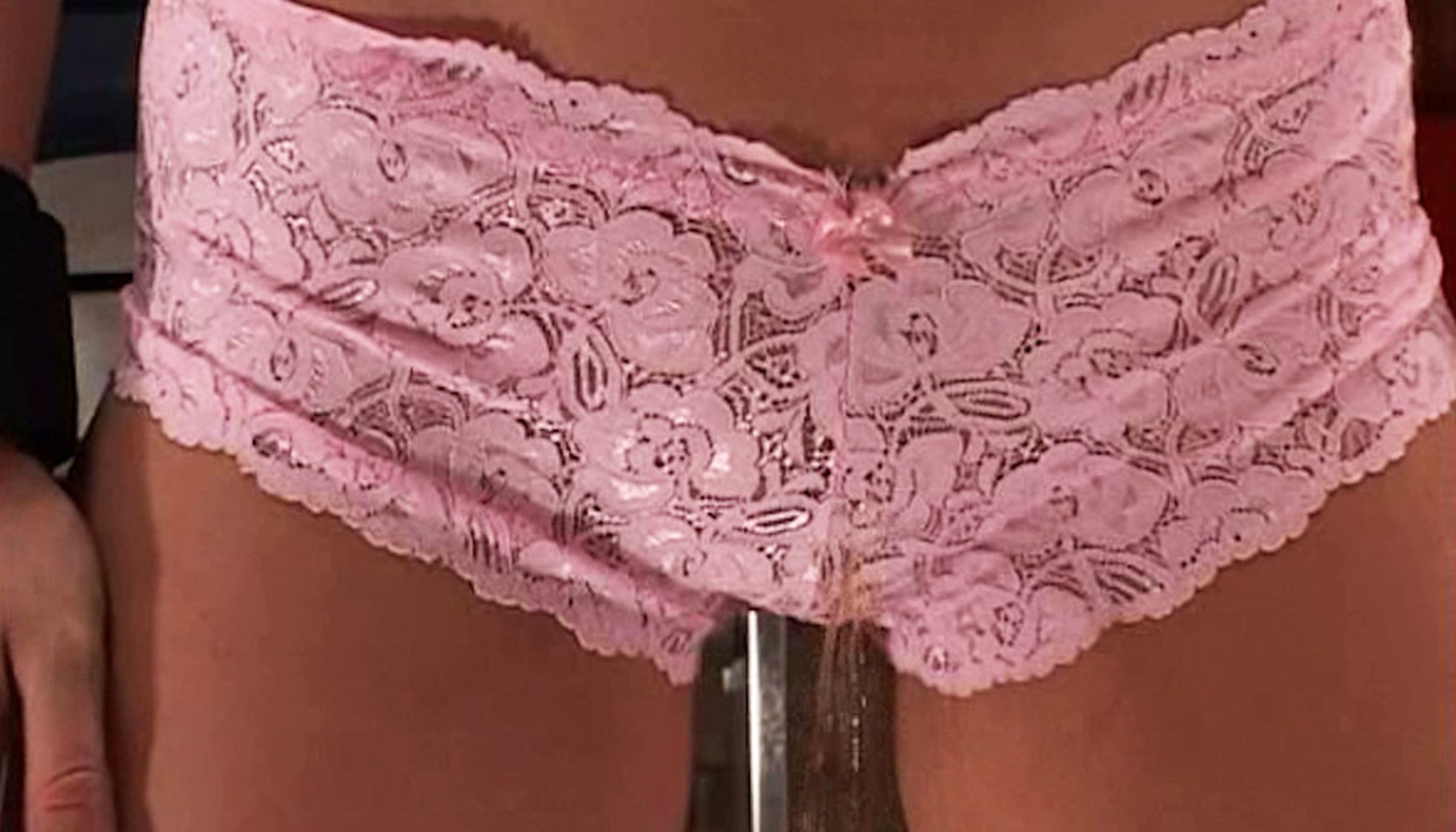 Exclusive Pink lace pee panties Vidz Flix scene