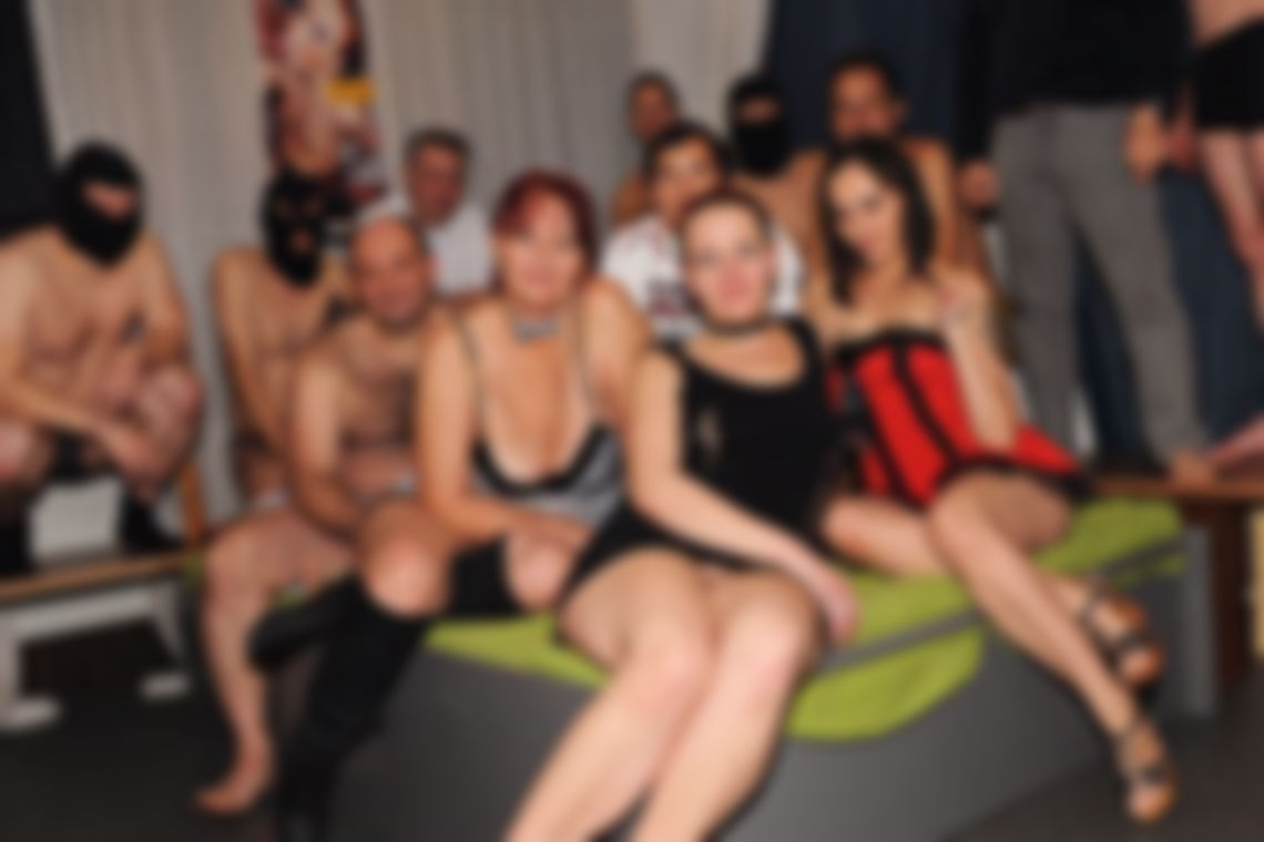 Exclusive Three chicks in real gangbang orgy Vidz Flix scene